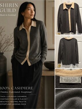 Shirin Grey Cashmere Button Up Cardigan